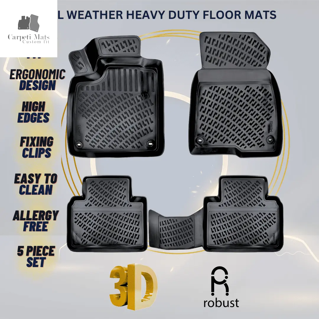 3D Car Floor Mats Liners For Acura TLX 2015-2020 All Weather Heavy Duty Mats 3D RUBBER FLOOR MATS CarpetiMats