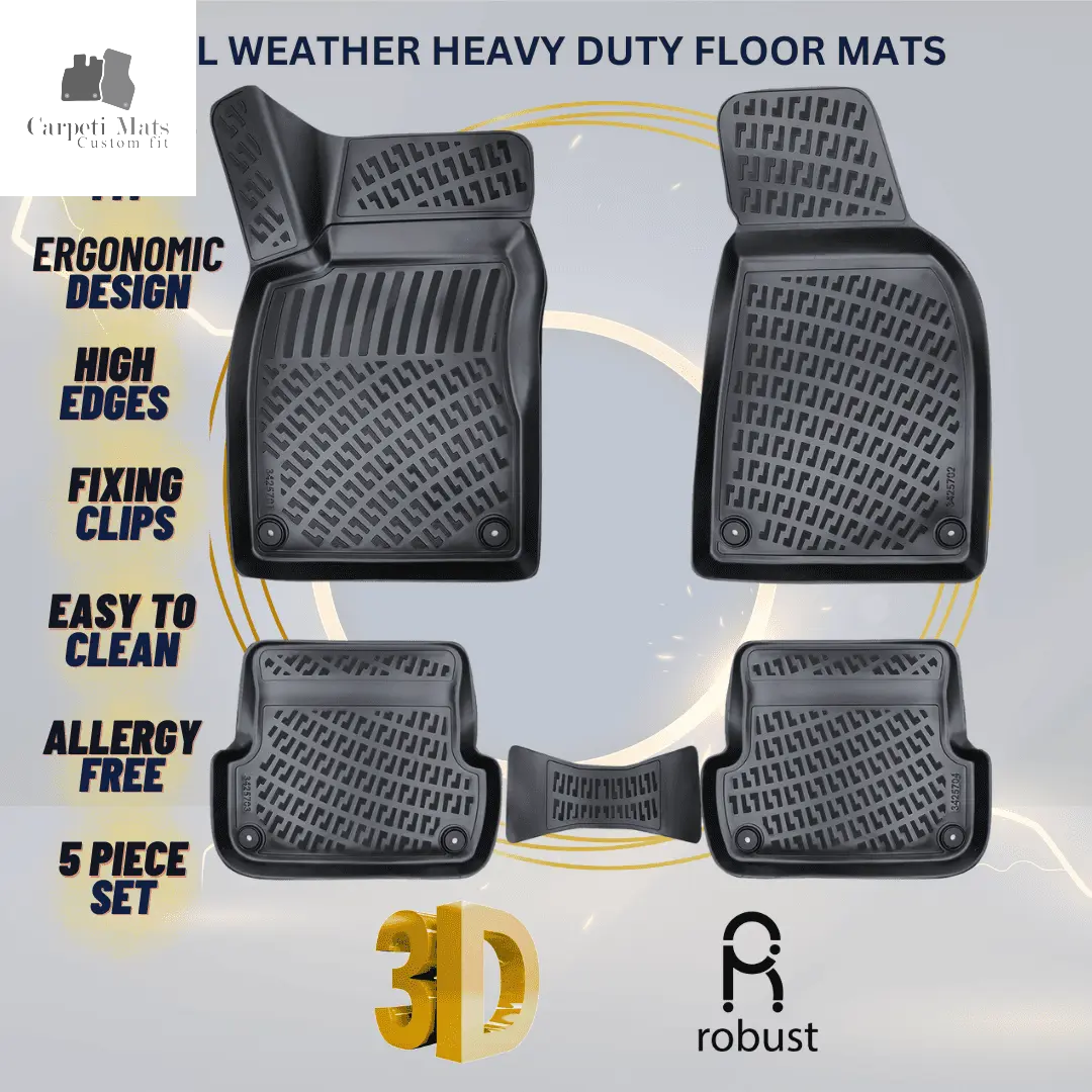 3D Car Floor Mats Liners For Audi A4 B7 2004-2009 All Weather Heavy Duty Mats 3D RUBBER FLOOR MATS CarpetiMats