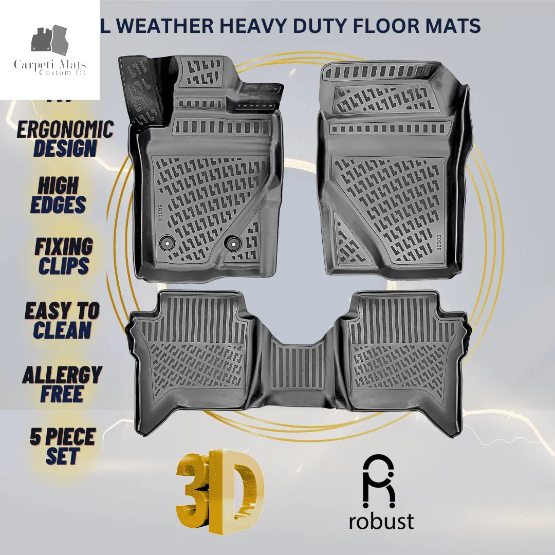 3D Car Floor Mats Liners For VW AMAROK 2023-> All Weather Heavy Duty Mats 3D RUBBER FLOOR MATS CarpetiMats