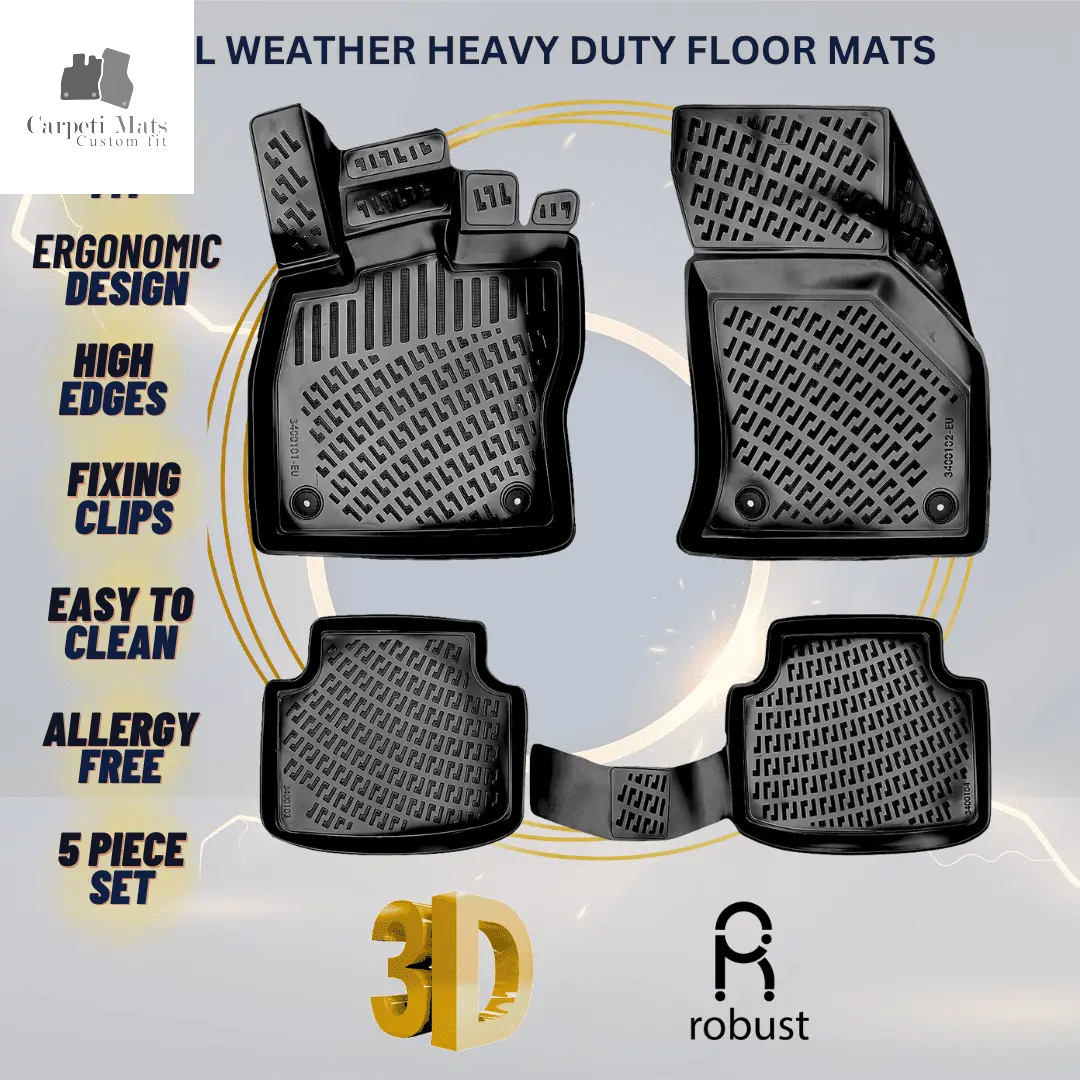 3D Car Floor Mats Liners For VW Arteon 2017-2020 All Weather Heavy Duty Mats 3D RUBBER FLOOR MATS CarpetiMats