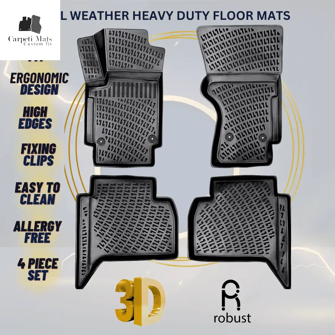 3D Car Floor Mats Liners For VW AMAROK 2010-2022 All Weather Heavy Duty Mats 3D RUBBER FLOOR MATS CarpetiMats