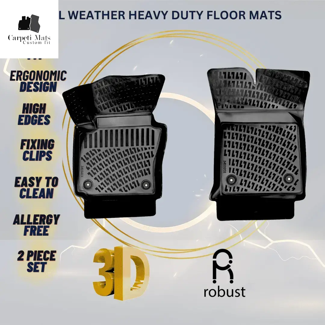 3D Car Floor Mats Liners For VW CADDY МК 3 Typ 2K FL Van 2015-2020 All Weather Heavy Duty Mats 3D RUBBER FLOOR MATS CarpetiMats