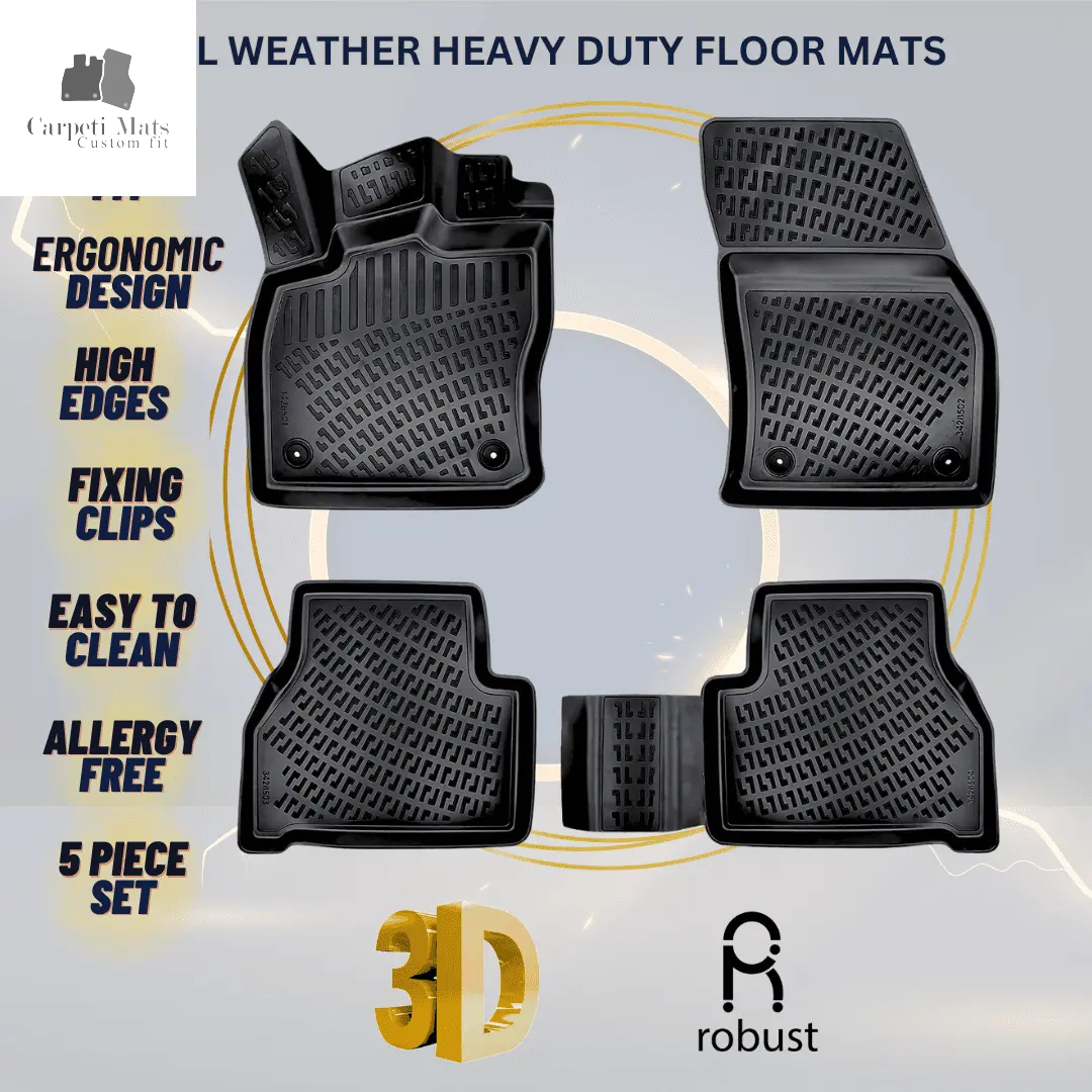 3D Car Floor Mats Liners For VW CADDY МК 4 Typ SB 2020 ->All Weather Heavy Duty Mats 3D RUBBER FLOOR MATS CarpetiMats