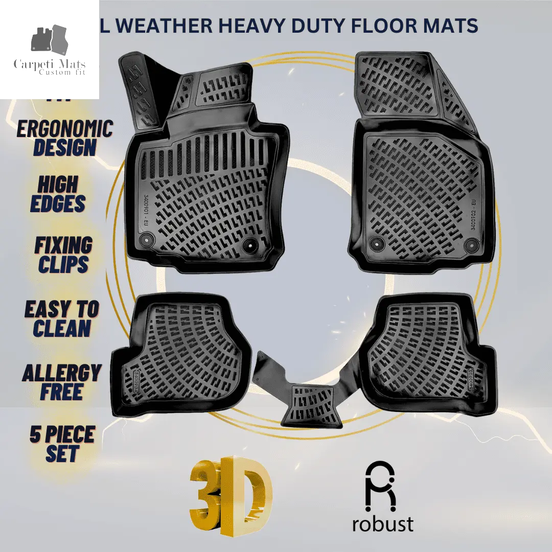 3D Car Floor Mats Liners For VW Jetta МК 5 2005-2010 All Weather Heavy Duty Mats 3D RUBBER FLOOR MATS CarpetiMats