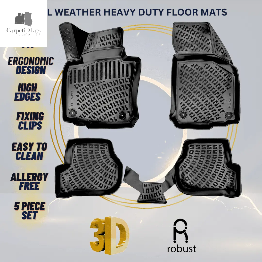 3D Car Floor Mats Liners For VW Scirocco 2008-2017 All Weather Heavy Duty Mats 3D RUBBER FLOOR MATS CarpetiMats