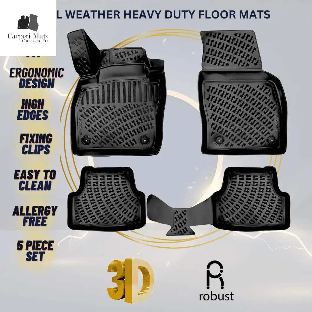 3D Car Floor Mats Liners For VW T-Cross 2019-2022 Manuel All Weather Heavy Duty Mats 3D RUBBER FLOOR MATS CarpetiMats