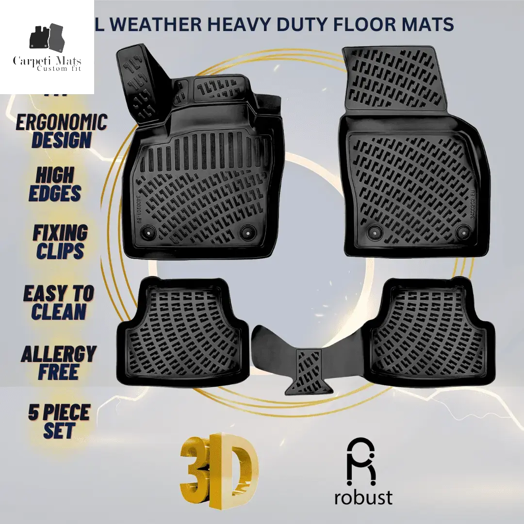 3D Car Floor Mats Liners For VW T-Cross 2023>>> Manuel All Weather Heavy Duty Mats 3D RUBBER FLOOR MATS CarpetiMats