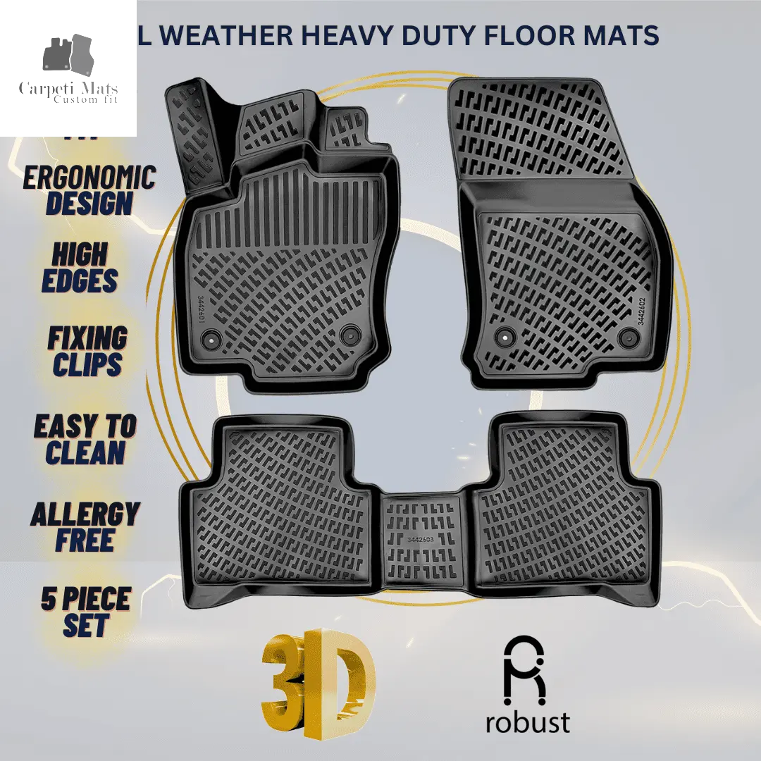 3D Car Floor Mats Liners For VW Touran 2015>>> МК2 All Weather Heavy Duty Mats 3D RUBBER FLOOR MATS CarpetiMats
