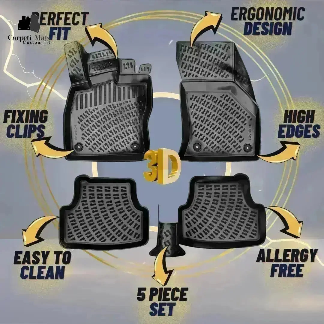 3D Car Floor Liners For Alfa Romeo Stelvio 2016-> All Weather Heavy Duty Mats 3D RUBBER FLOOR MATS CarpetiMats