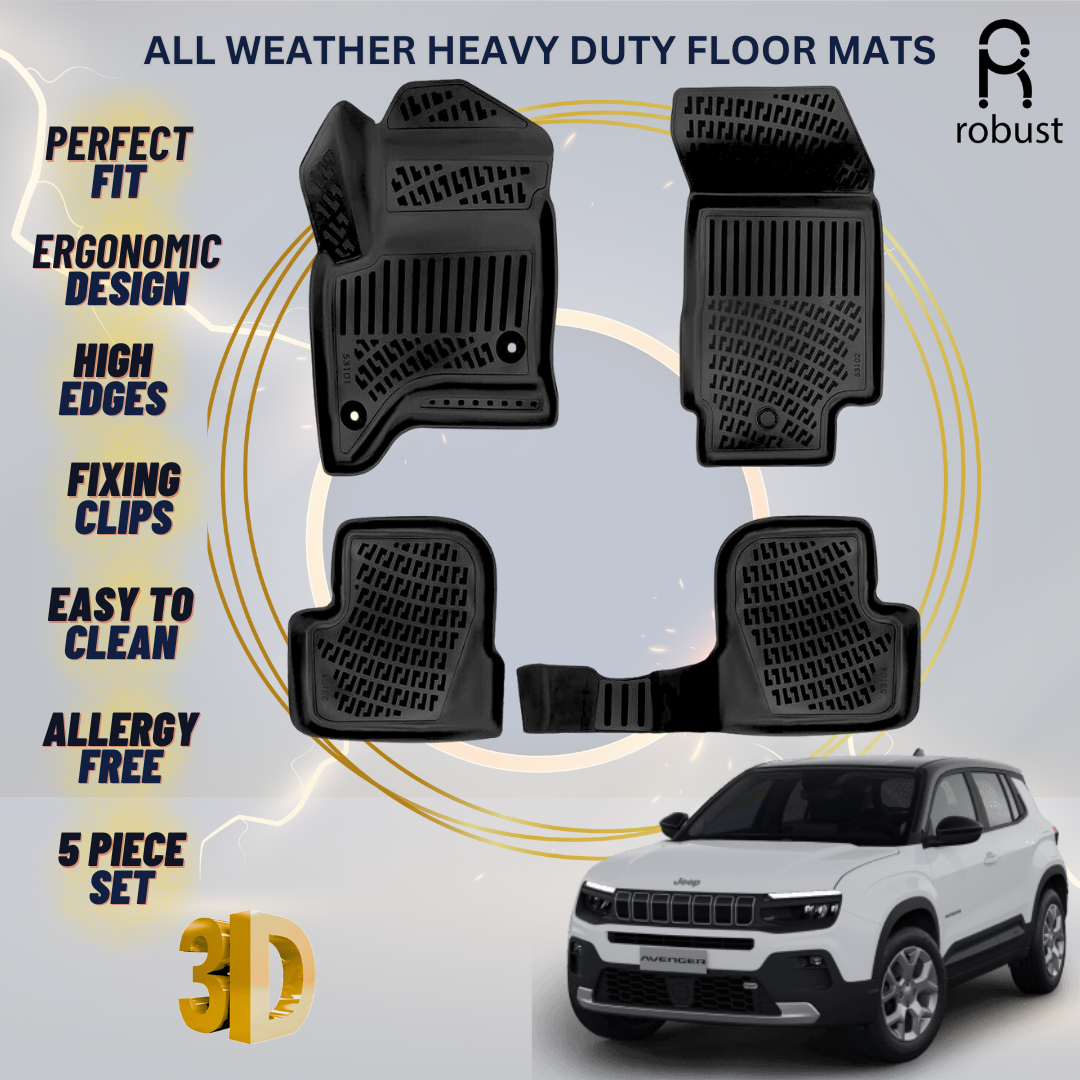 Floor Mats Liners For JEEP Avenger MHEV 2022-2025 All Weather Heavy Duty Rugs