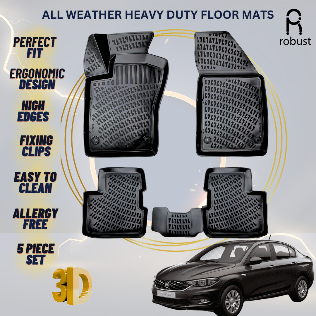 Floor Mats Liners For Fiat Tipo Sedan 2015-2024 All Weather Heavy Duty 3D Rugs