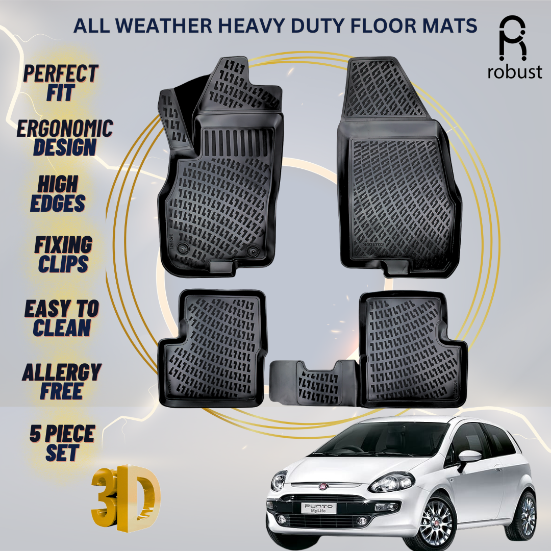 Floor Mats Liners For Fiat Punto Evo 2009-2013 All Weather Heavy Duty Car Rugs