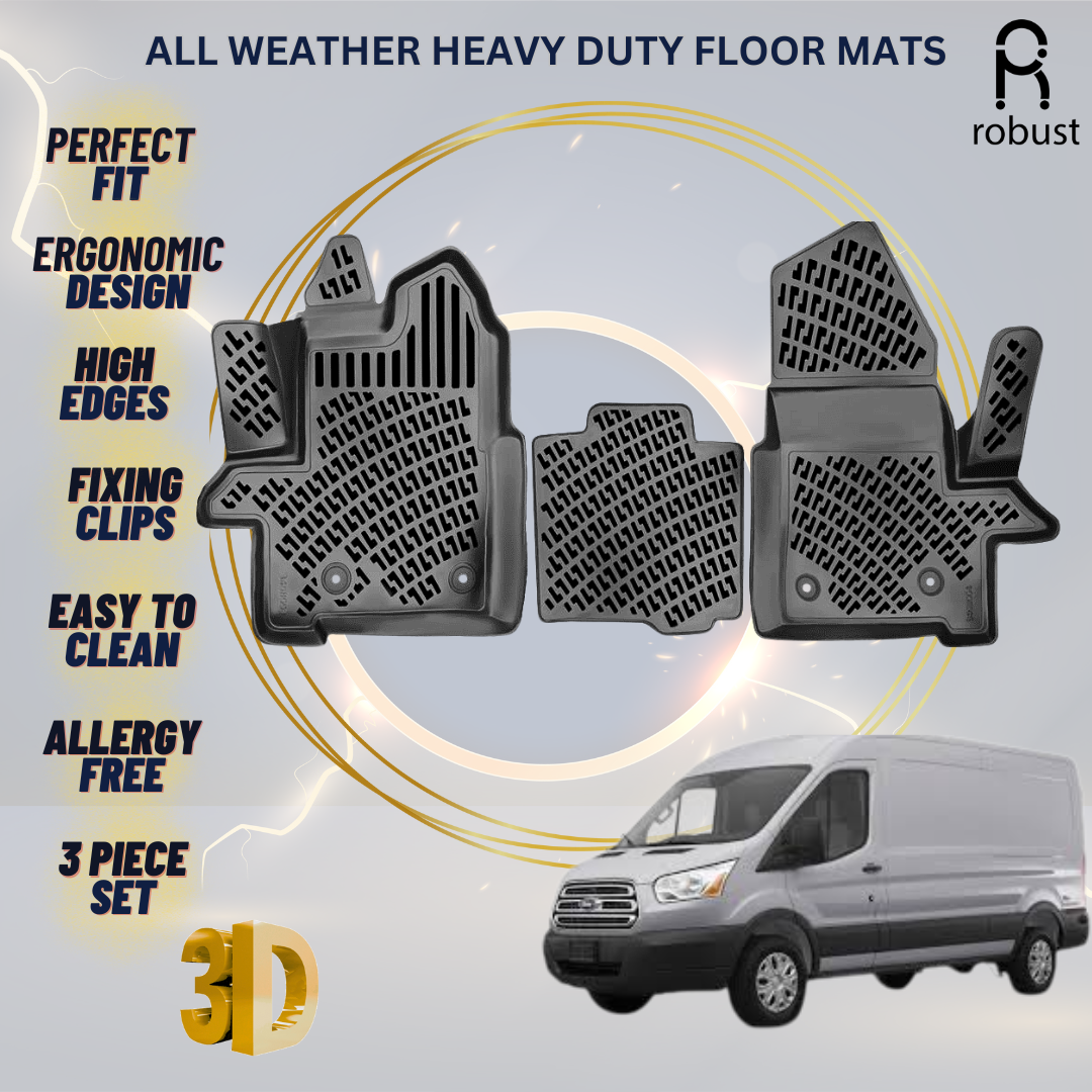 Floor Mats Liners For Ford Transit 2013-2019 All Weather Heavy Duty 3D Car Rugs