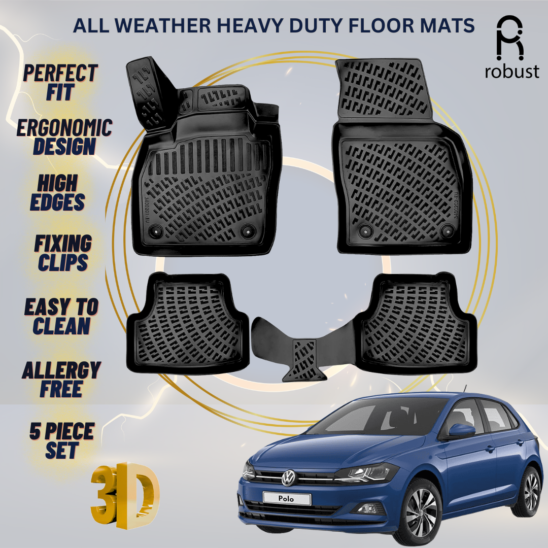 Floor Mats Liners For VW Volkswagen Polo 2017-2020 All Weather Heavy Duty Rugs