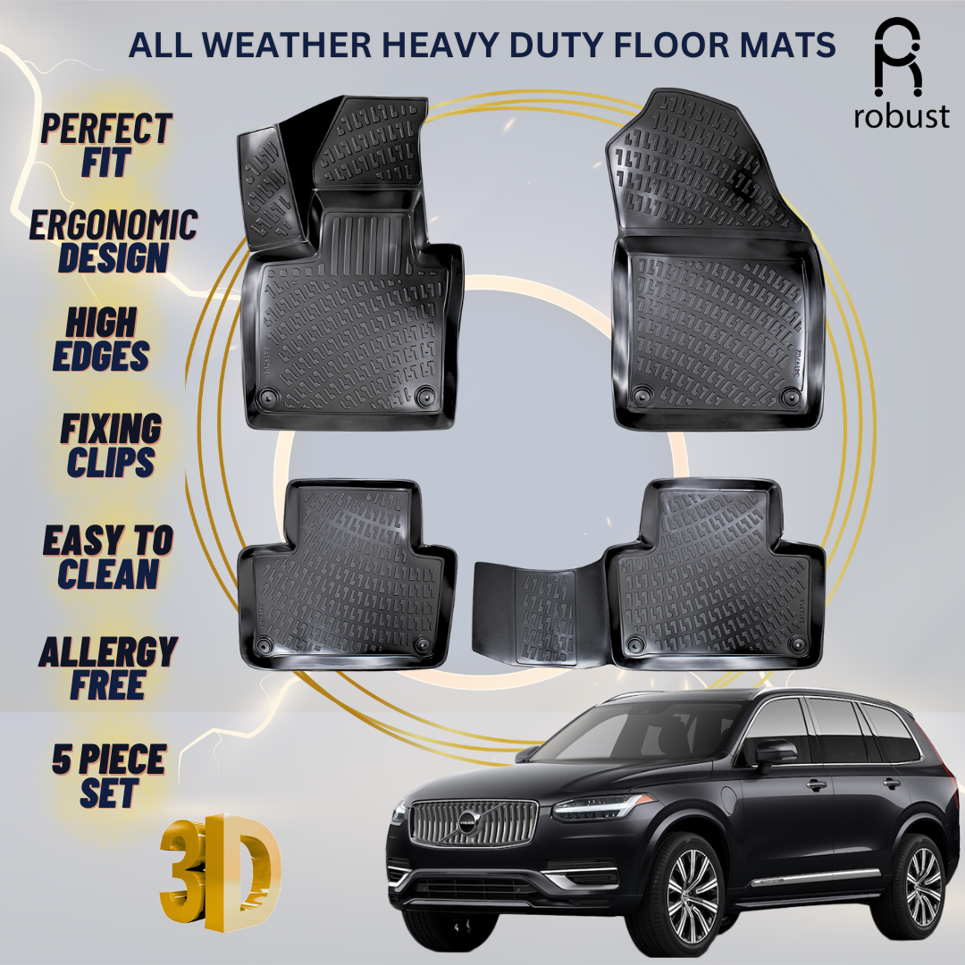 Floor Mats Liners For Volvo XC-90 2019-2024 All Weather Heavy Duty 3D Car Rugs
