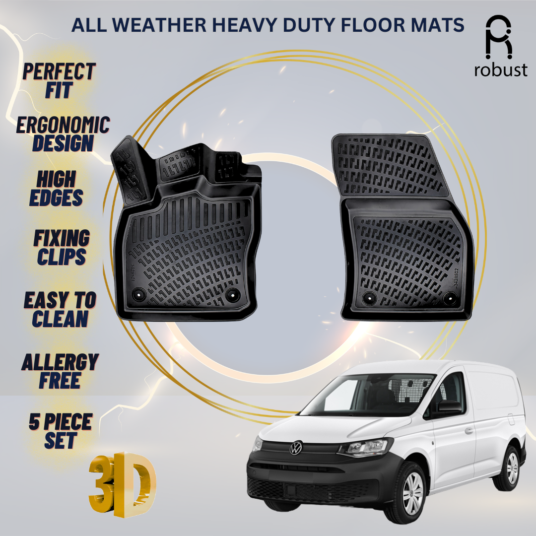 Floor Mats Liners For Volkswagen Caddy Van 2020-2025 All Weather Heavy Duty Rugs
