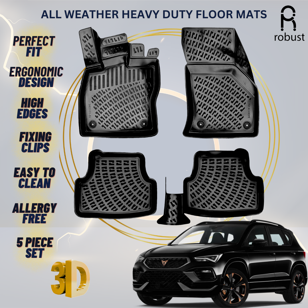 Floor Mats Liners For Cupra Ateca 2020-2025 All Weather Heavy Duty 3D Car Rugs