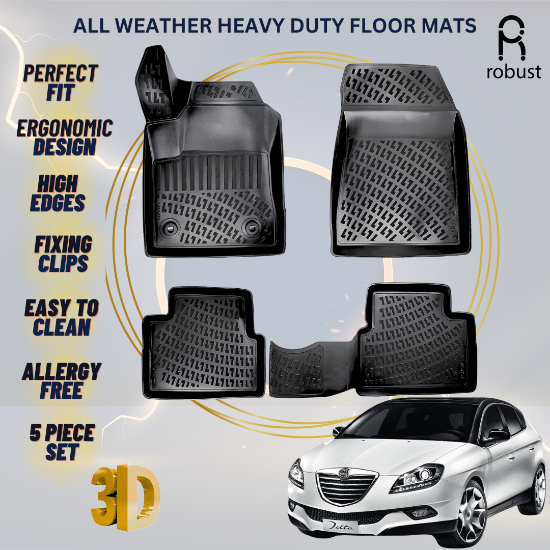 Floor Mats Liners For Lancia Delta 2008-2014 All Weather Heavy Duty 3D Car Rugs