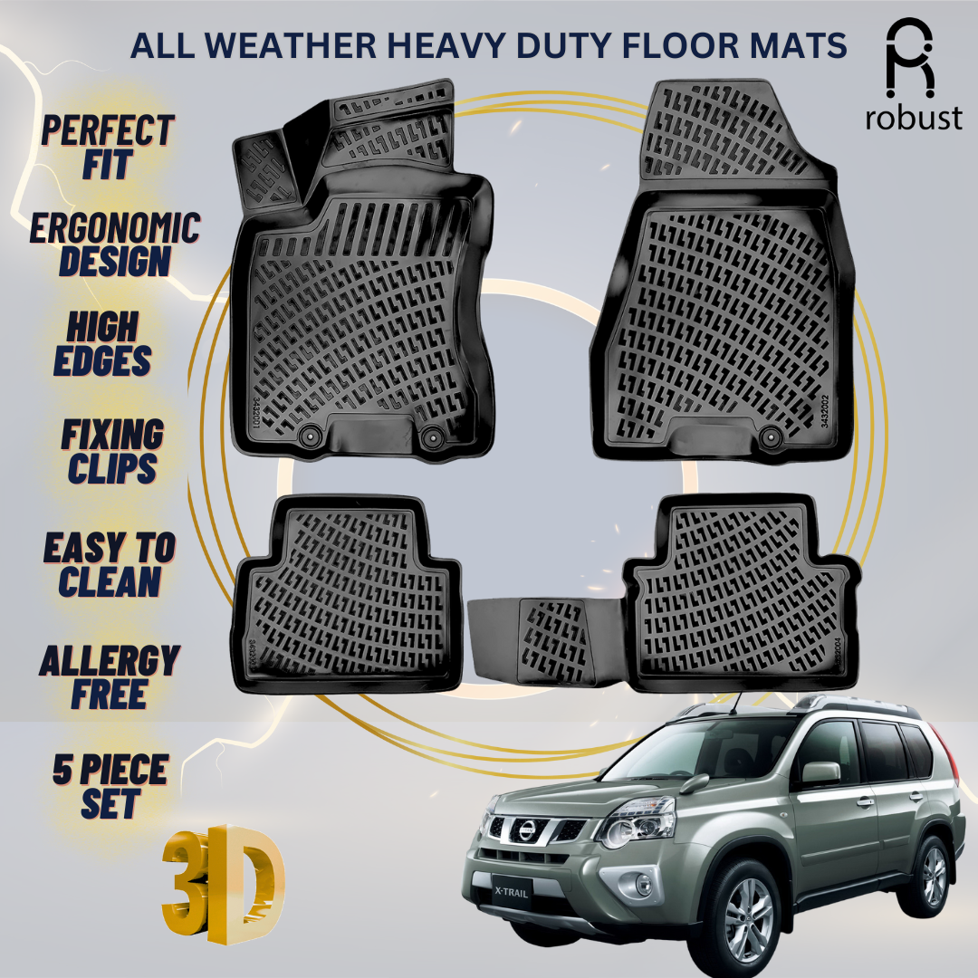 Floor Mats Liners For Nissan X-Trail 2007-2013 All Weather Heavy Duty Car Rugs