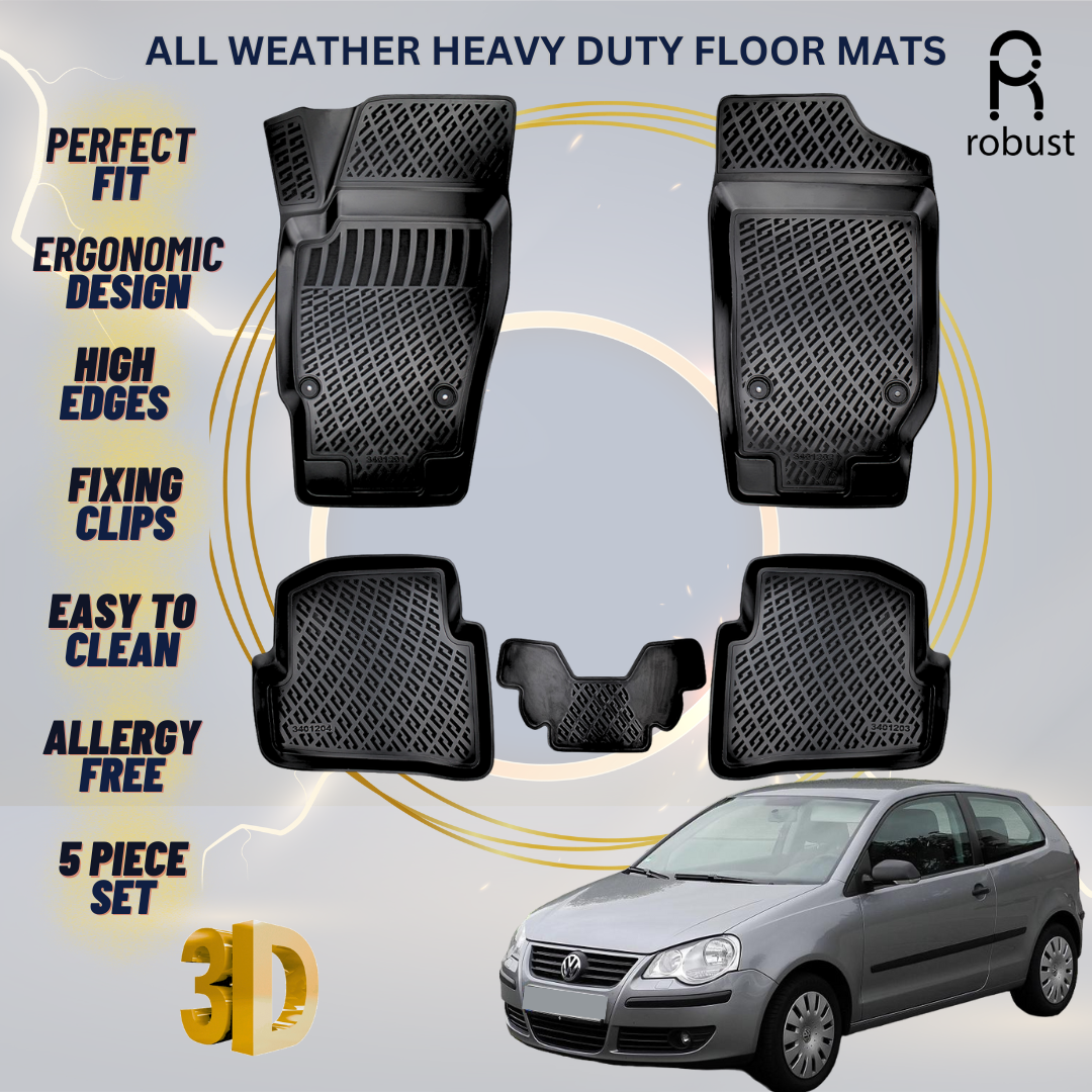 Floor Mats Liners For VW Volkswagen Polo 2006-2009 All Weather Heavy Duty Rugs