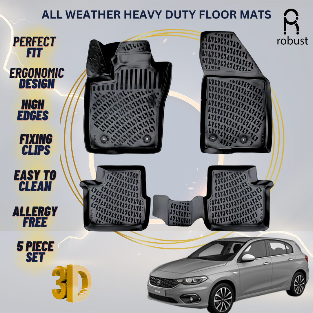 Floor Mats Liners For Fiat Tipo Hatchback 2015-2024 All Weather Heavy Duty Rugs