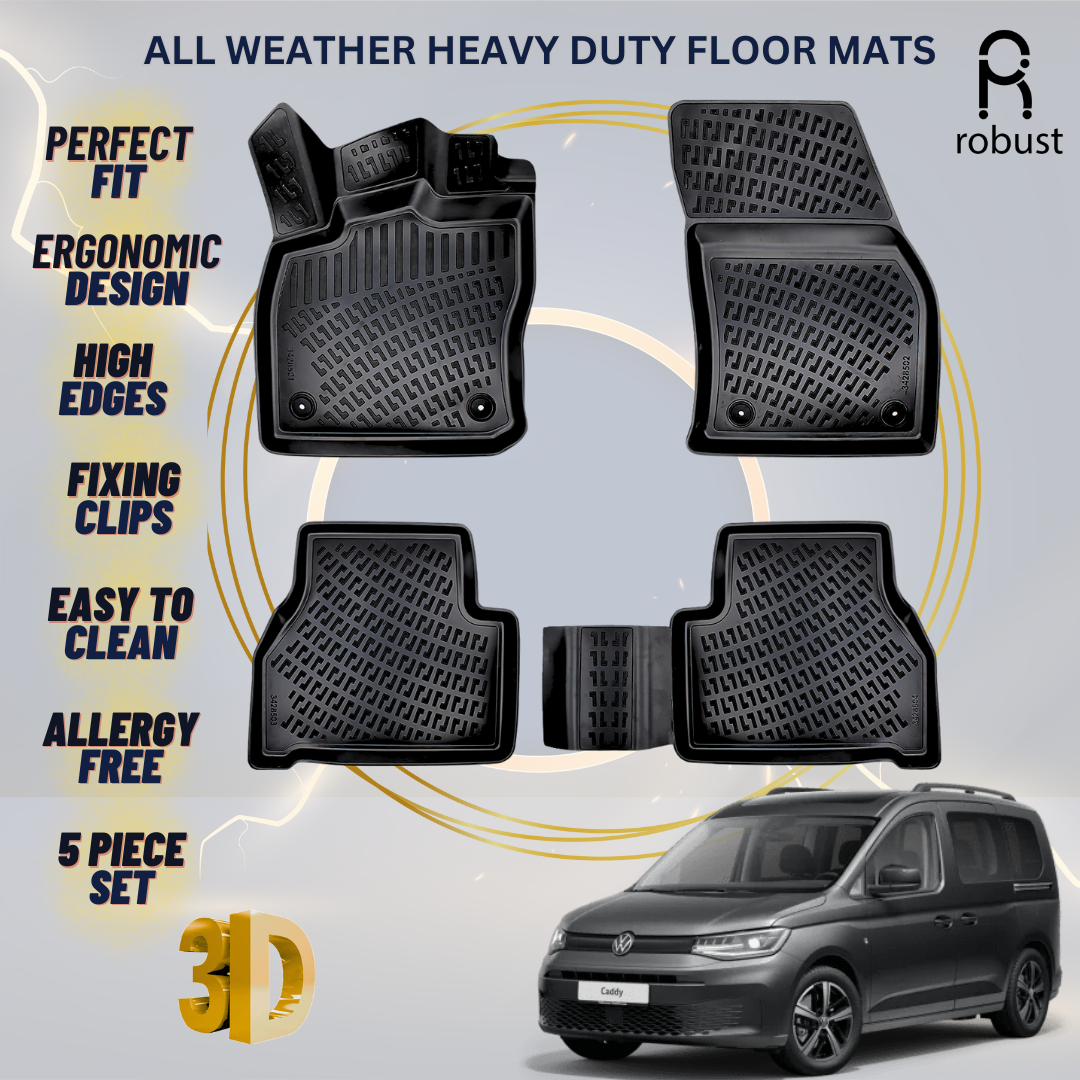 Floor Mats Liners For VW Volkswagen Caddy 2020-2025 All Weather Heavy Duty Rugs