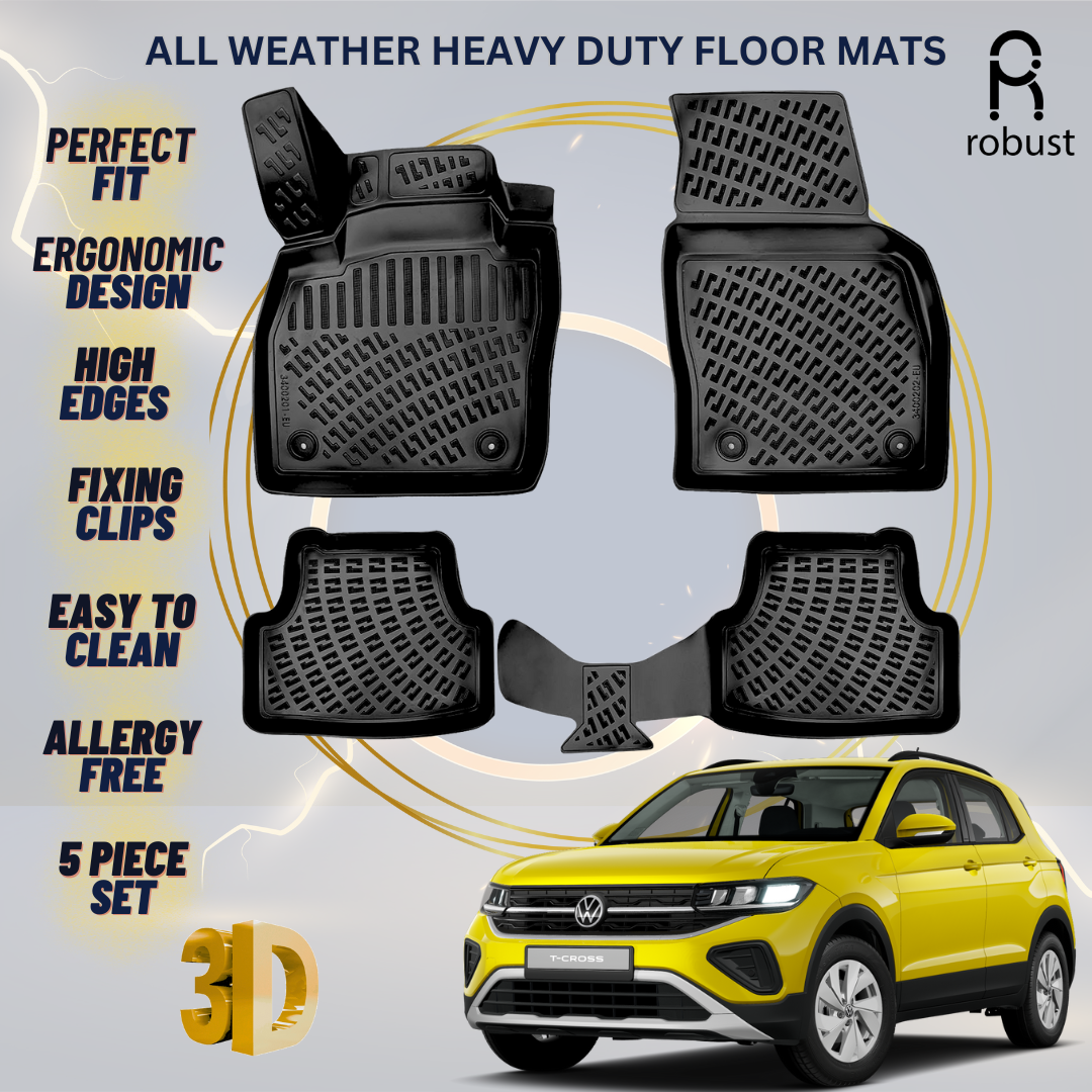 Floor Mats Liners For VW Volkswagen T-Cross 2019-2025 All Weather Heavy Duty Rug