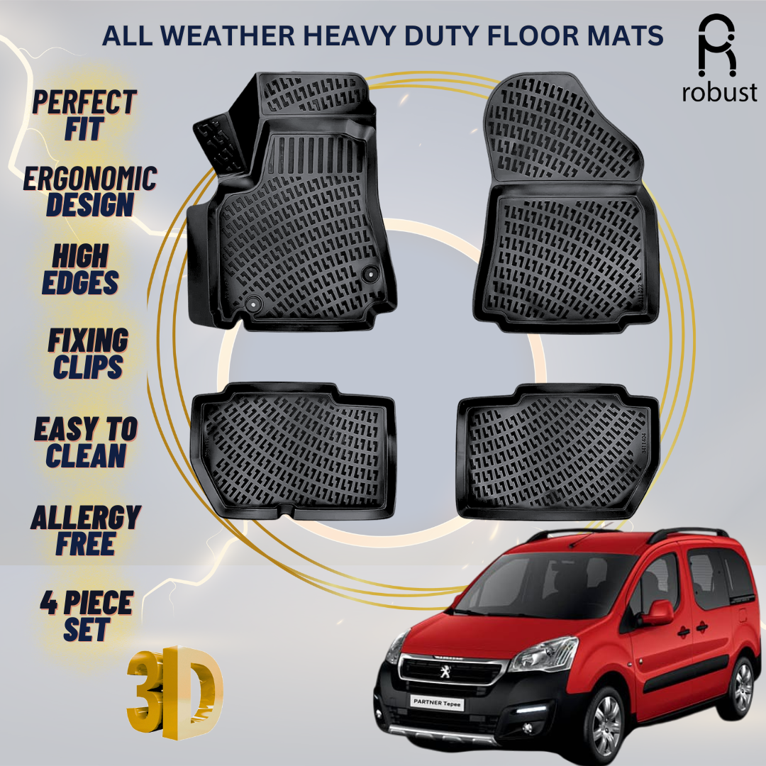 Floor Mats Liners For Peugeot Partner 2012-2018 All Weather Heavy Duty Car Rugs