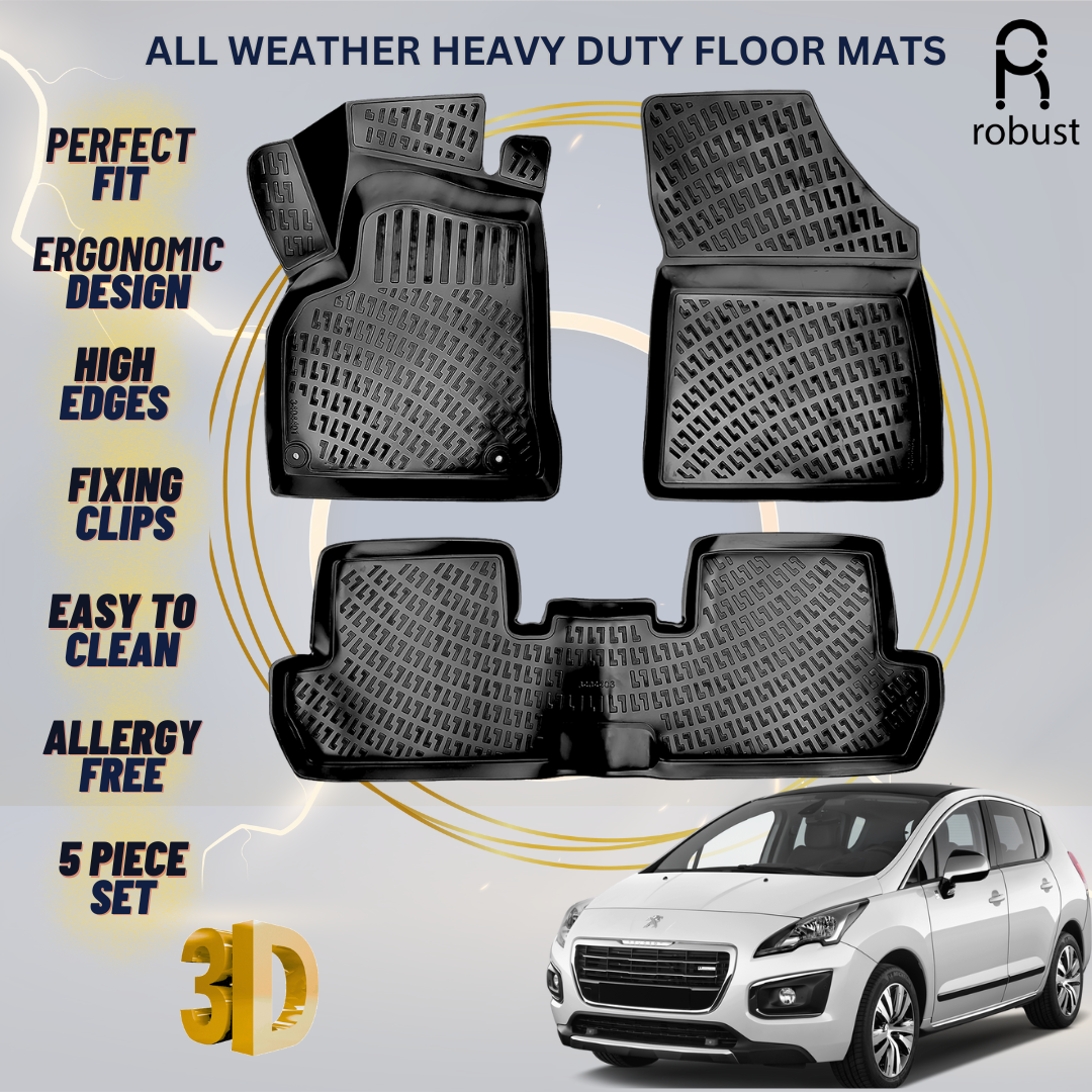 Floor Mats Liners For Peugeot 3008 2008-2016 All Weather Heavy Duty 3D Car Rugs