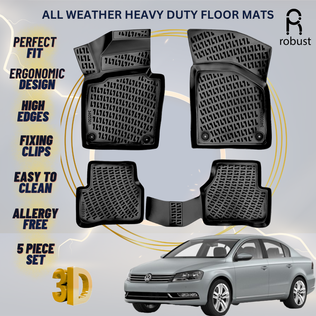 Floor Mats Liners For VW Volkswagen Passat 2010-2014 All Weather Heavy Duty Rugs