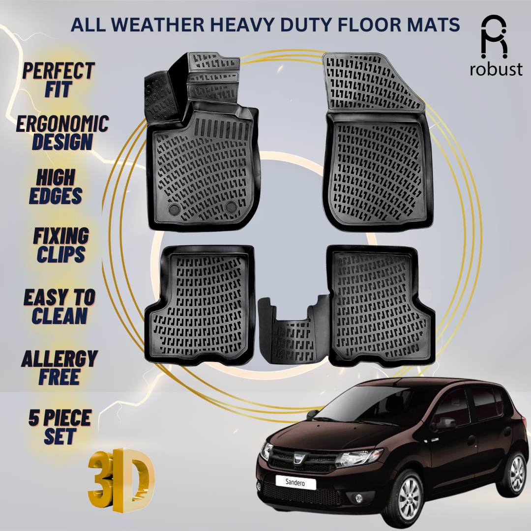 Floor Mats Liners For Dacia Sandero 2012-2020 All Weather Heavy Duty 3d Car Rugs