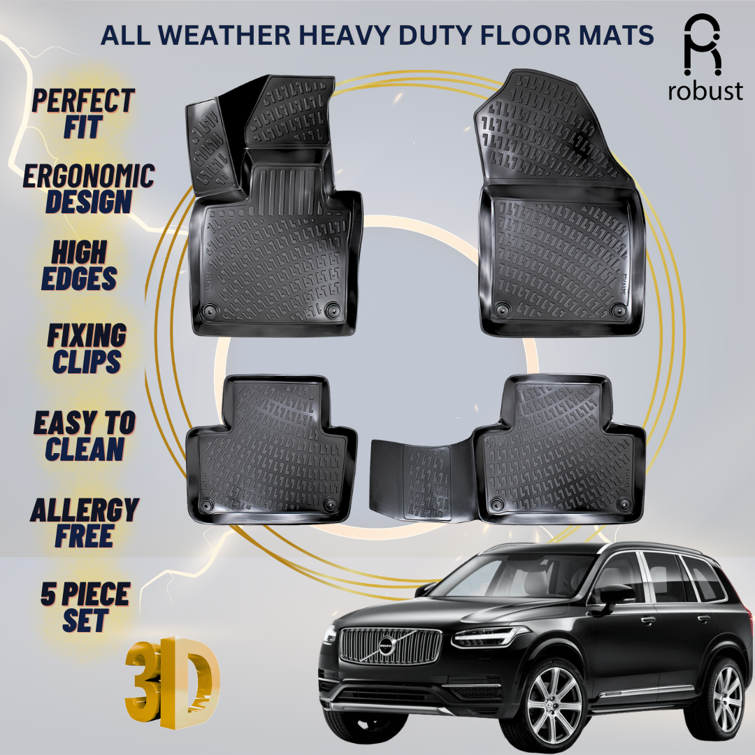 Floor Mats Liners For Volvo XC-90 2015-2019 All Weather Heavy Duty 3D Car Rugs