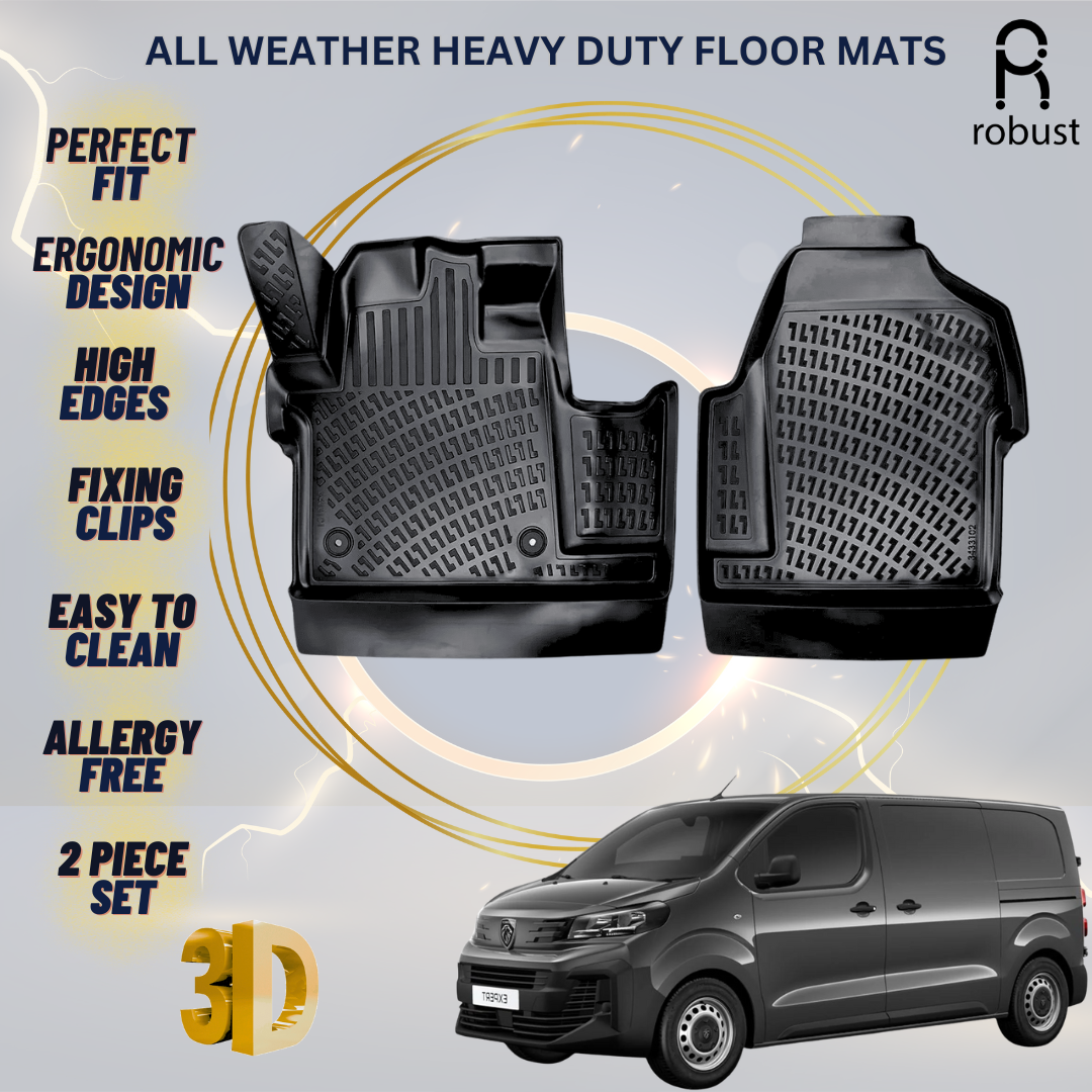 Floor Mats Liners For Peugeot Expert VAN 2024-2026 All Weather Heavy Duty Rugs