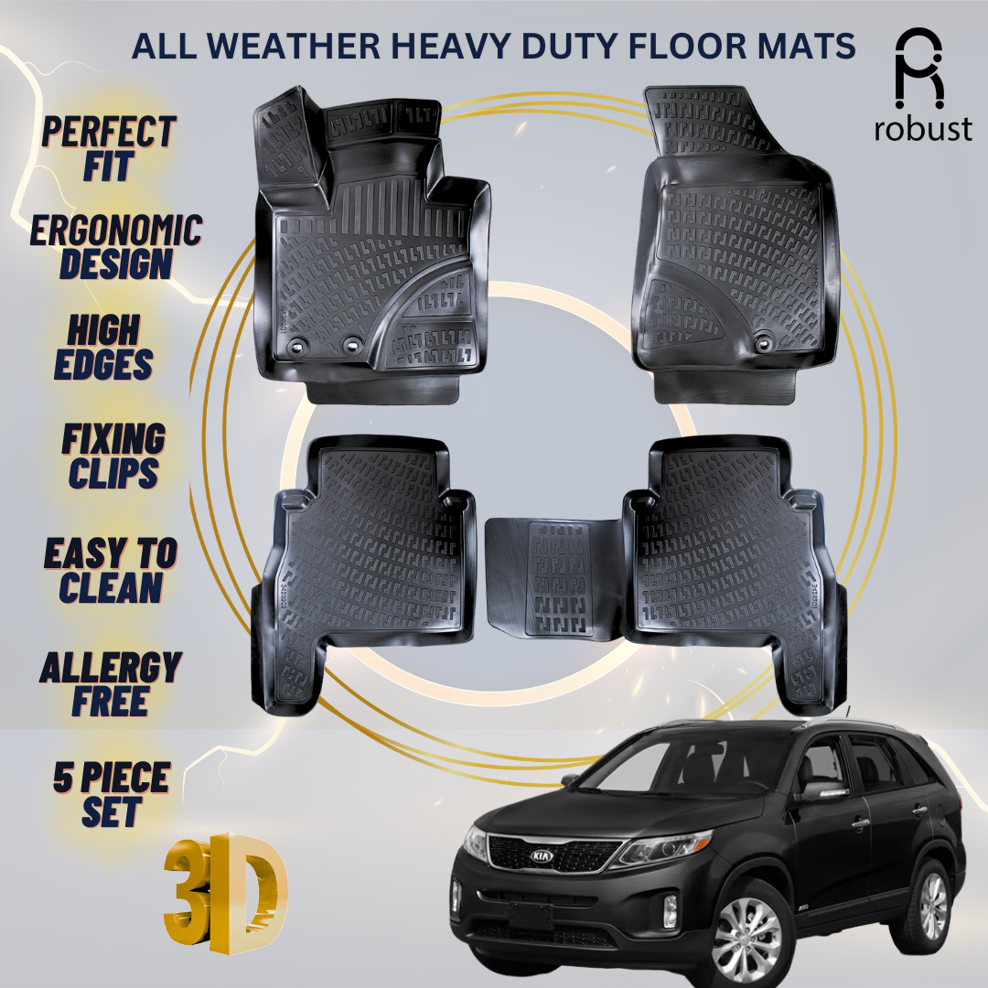 Floor Mats Liners For Kia Sorento 2010-2015 All Weather Heavy Duty 3D Car Rugs