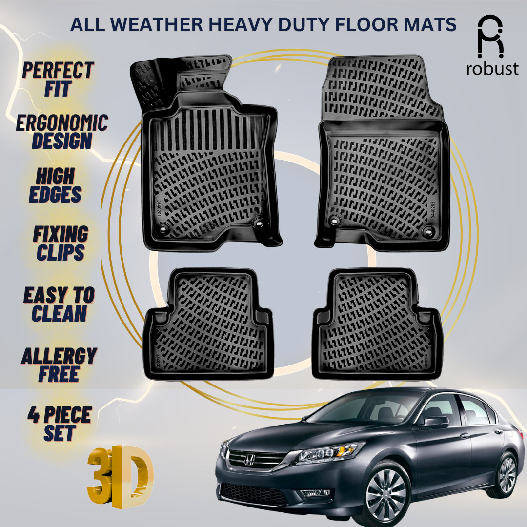 Floor Mats Liners For Honda Accord 2012-2016 All Weather Heavy Duty 3D Car Rugs