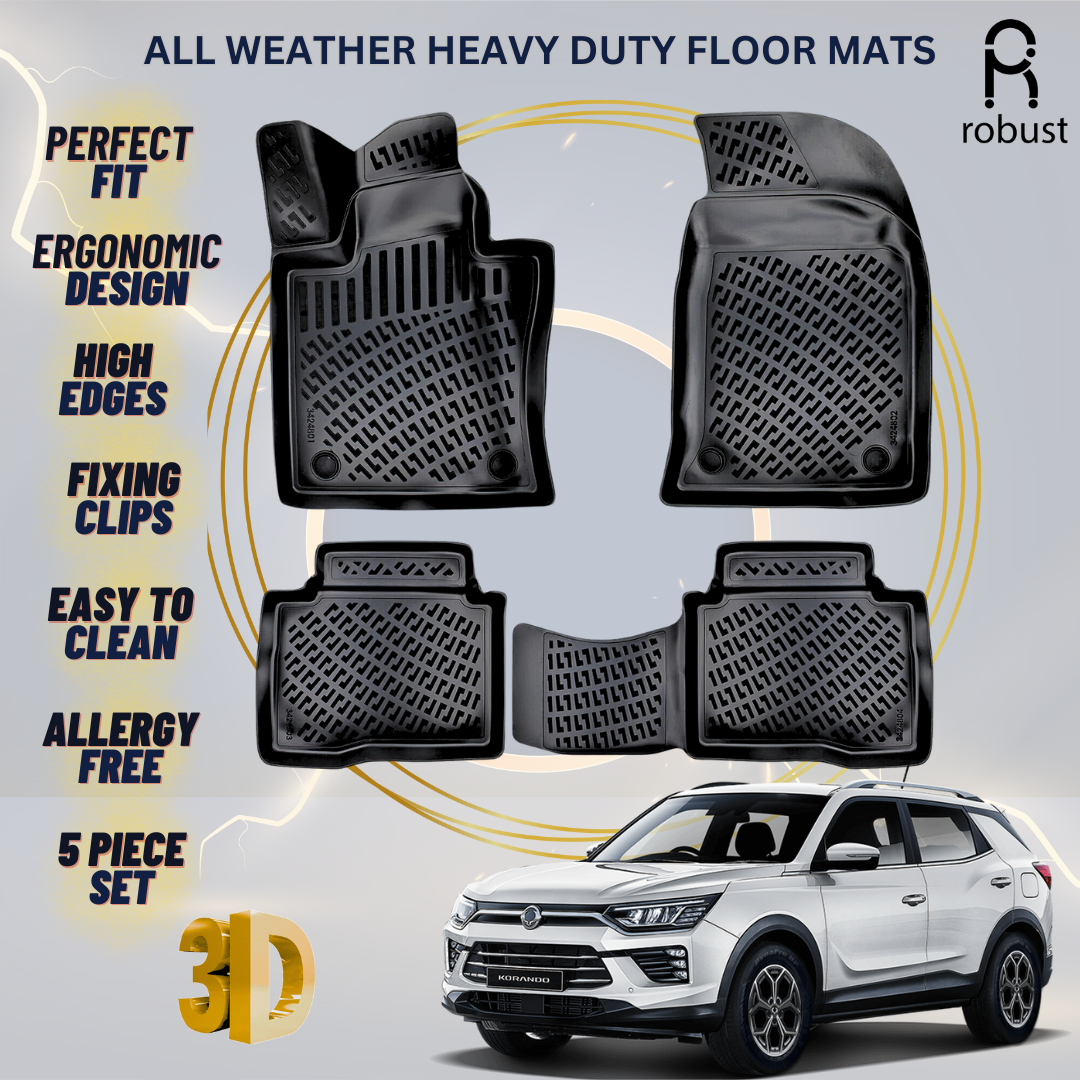 Floor Mats Liners For SsangYong Korando 2019-2024 All Weather Heavy Duty 3D Rugs