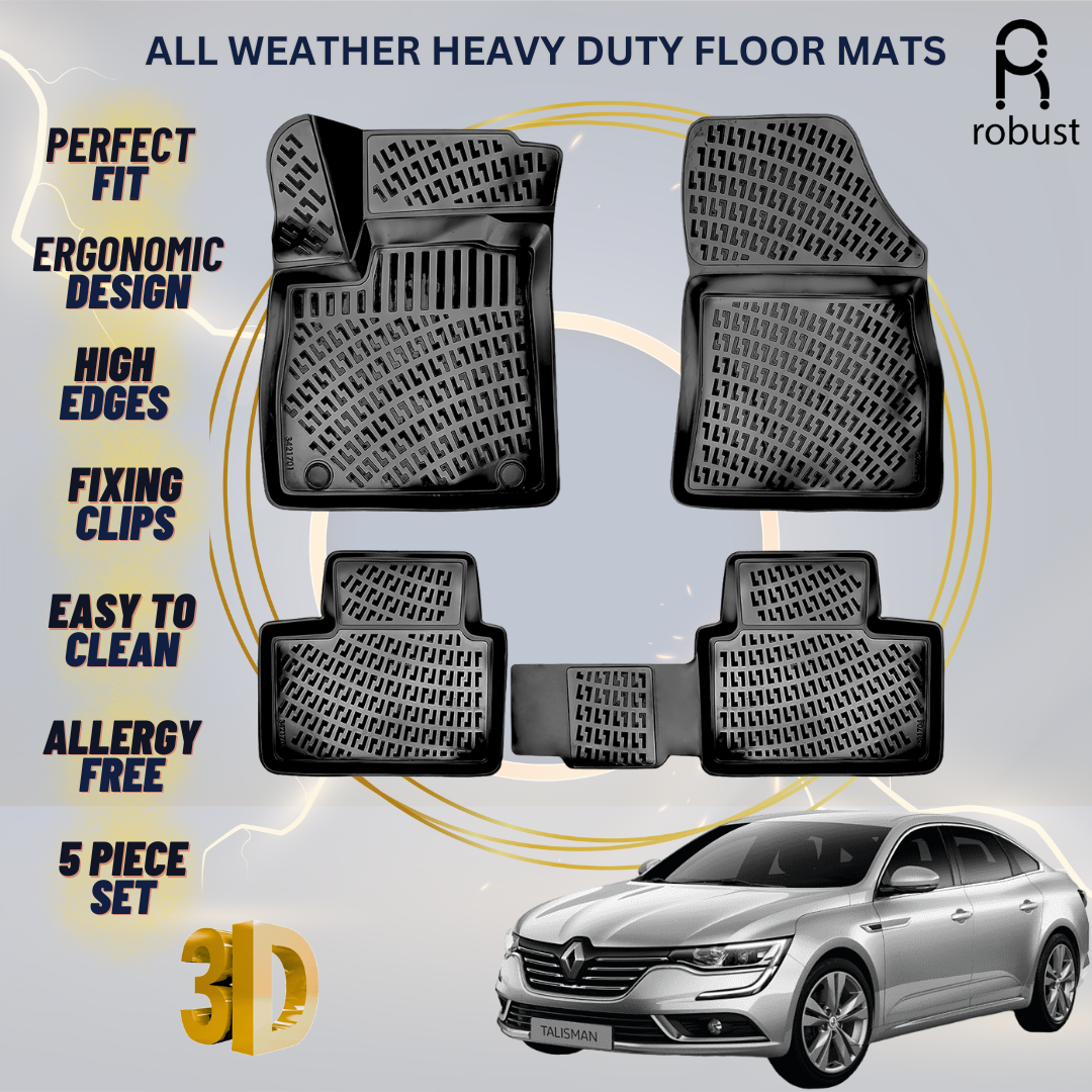 Floor Mats Liners For Renault Talisman 2015-2024 All Weather Heavy Duty 3D Rugs