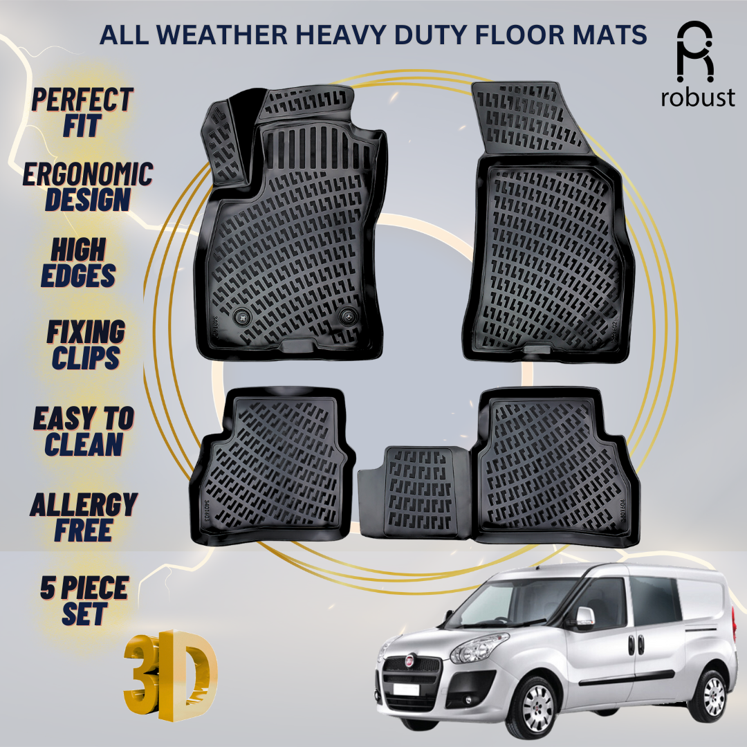 Floor Mats Liners For Fiat Doblo 2010-2022 All Weather Heavy Duty 3D Car Rugs