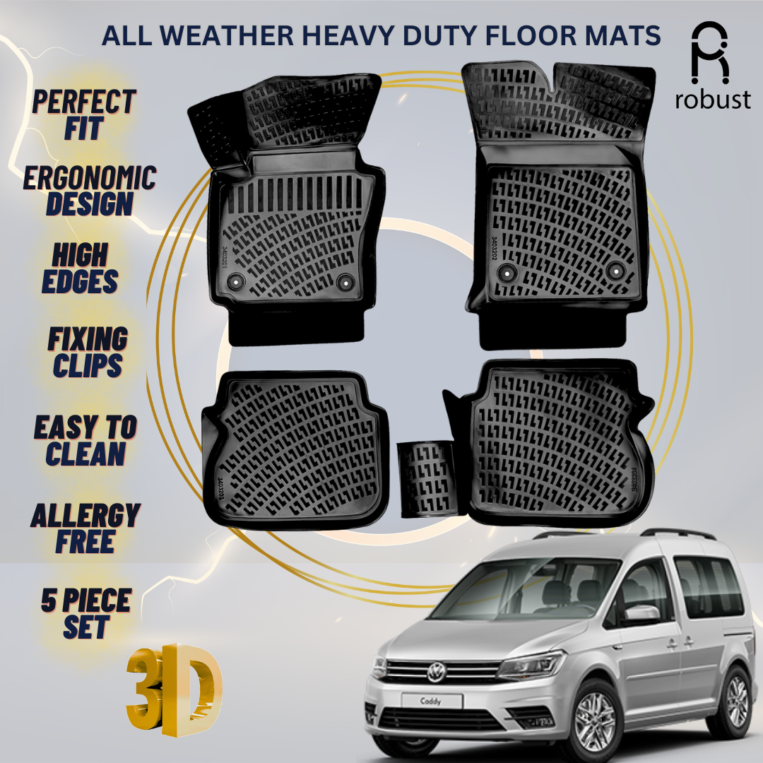 Floor Mats Liners For VW Volkswagen Caddy 2015-2020 All Weather Heavy Duty Rugs