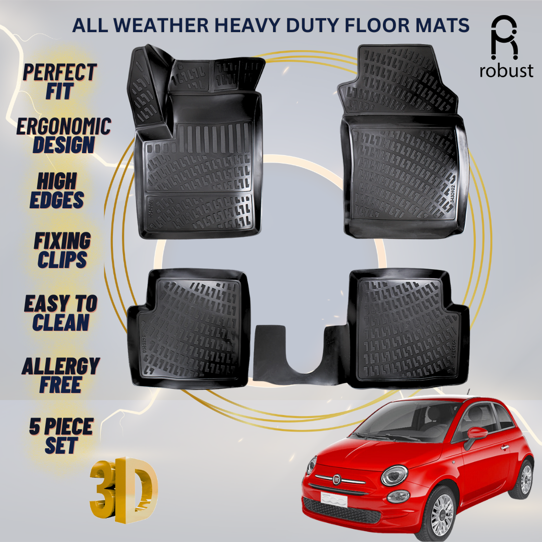 Floor Mats Liners For Fiat 500 2007-2024 All Weather Heavy Duty 3D Car Rugs New
