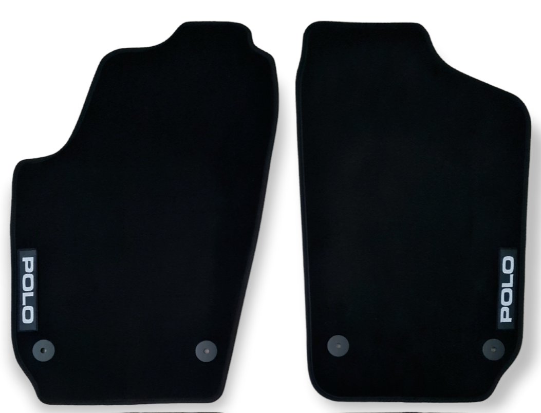 Front Car Floor Mats Velour For VW Polo Waterproof Black Carpet Auto Liners 2pcs