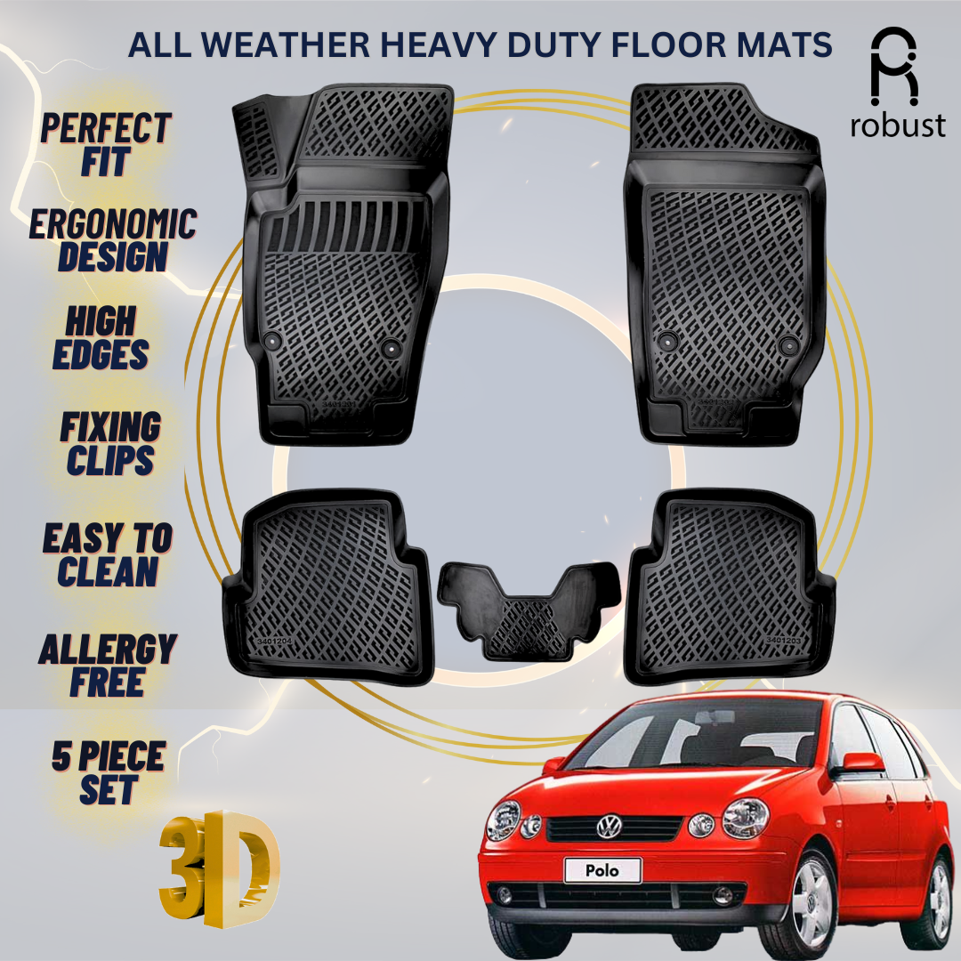Floor Mats Liners For VW Volkswagen Polo 2002-2006 All Weather Heavy Duty Rugs