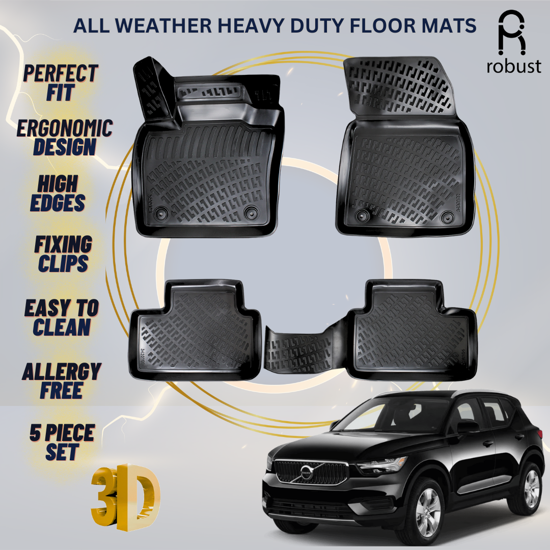 Floor Mats Liners For Volvo XC-40 2018-2025 All Weather Heavy Duty 3D Car Rugs
