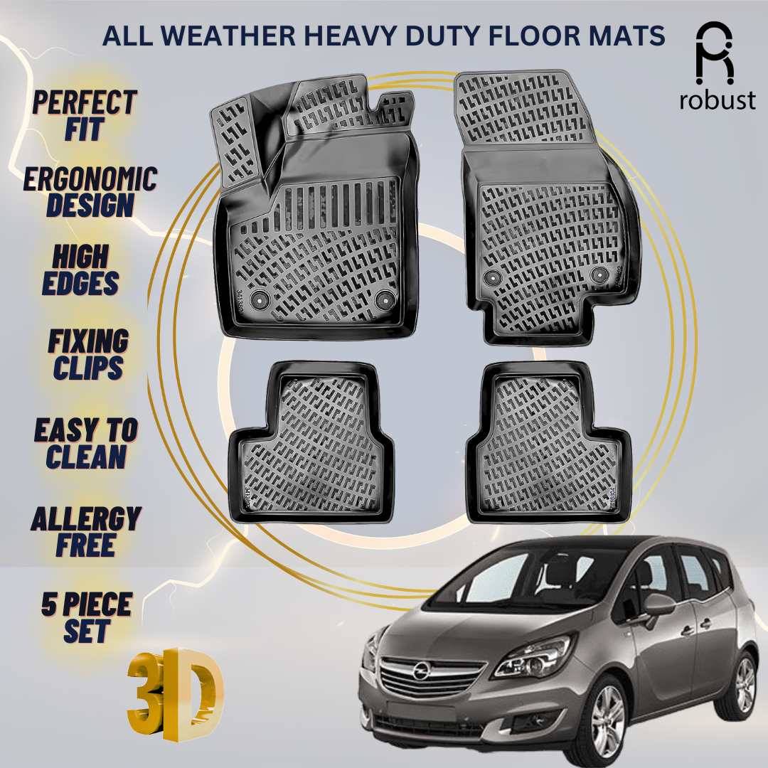 Floor Mats Liners For Opel Meriva B 2010-2017 All Weather Heavy Duty 3D Car Rugs