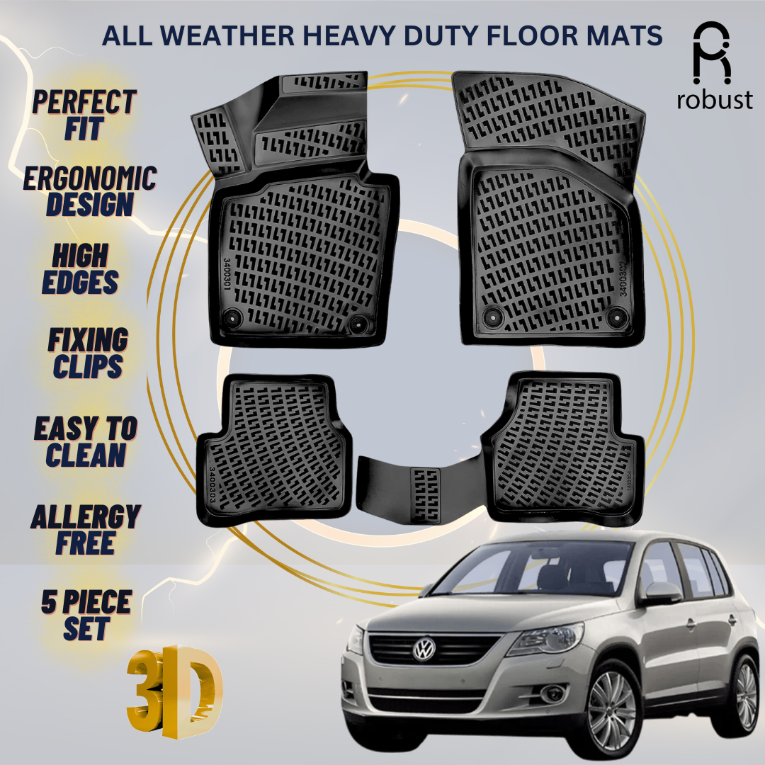 Floor Mats Liners For VW Volkswagen Tiguan 2007-2016 All Weather Heavy Duty Rugs