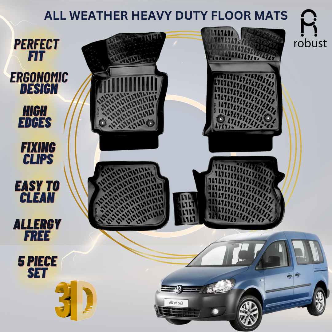 Floor Mats Liners For VW Volkswagen Caddy 2010-2015 All Weather Heavy Duty Rugs