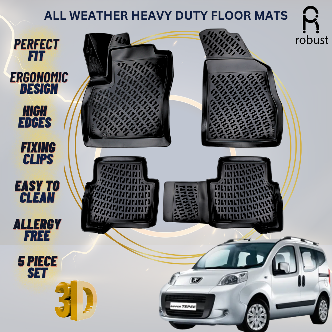 Floor Mats Liners For Peugeot Bipper 2008-2024 All Weather Heavy Duty Car Rugs