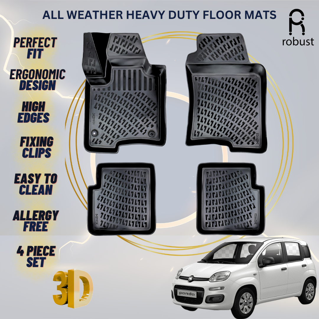Floor Mats Liners For Fiat Panda 2011-2023 All Weather Heavy Duty 3D Car Rugs