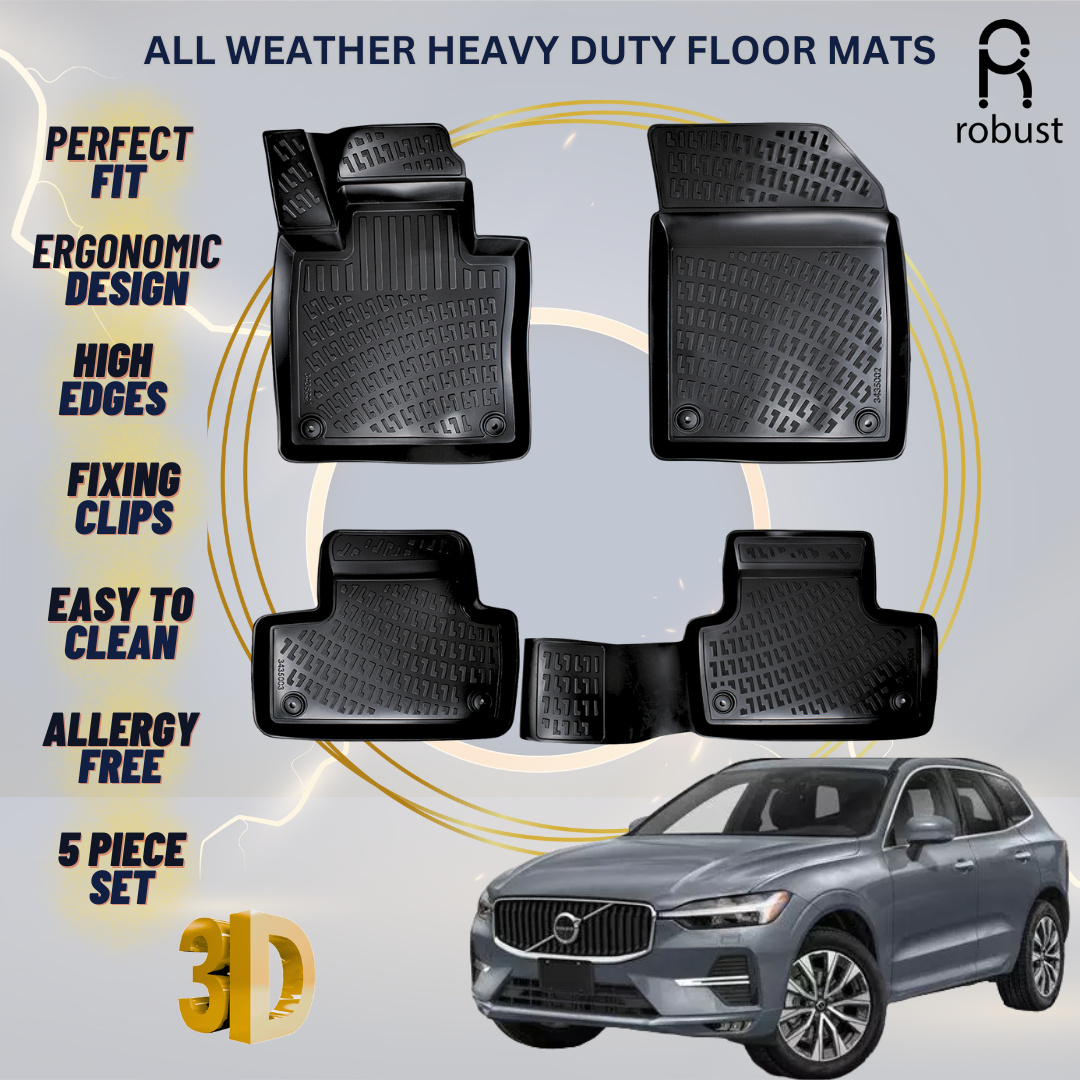 Floor Mats Liners For Volvo XC-60 2017-2025 All Weather Heavy Duty 3D Car Rugs