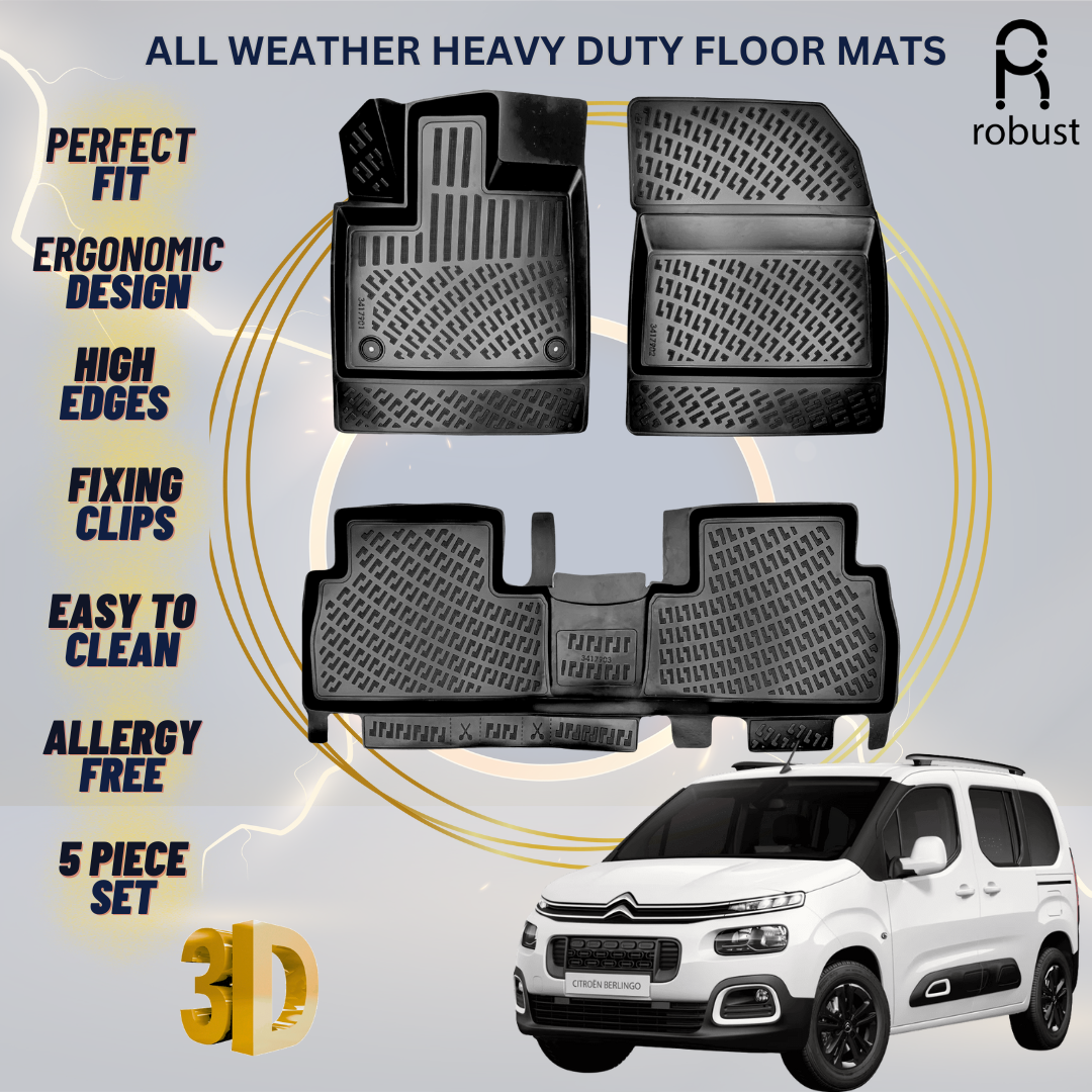 Floor Mats Liners For Citroen Berlingo 2019-2023 All Weather Heavy Duty Car Rugs